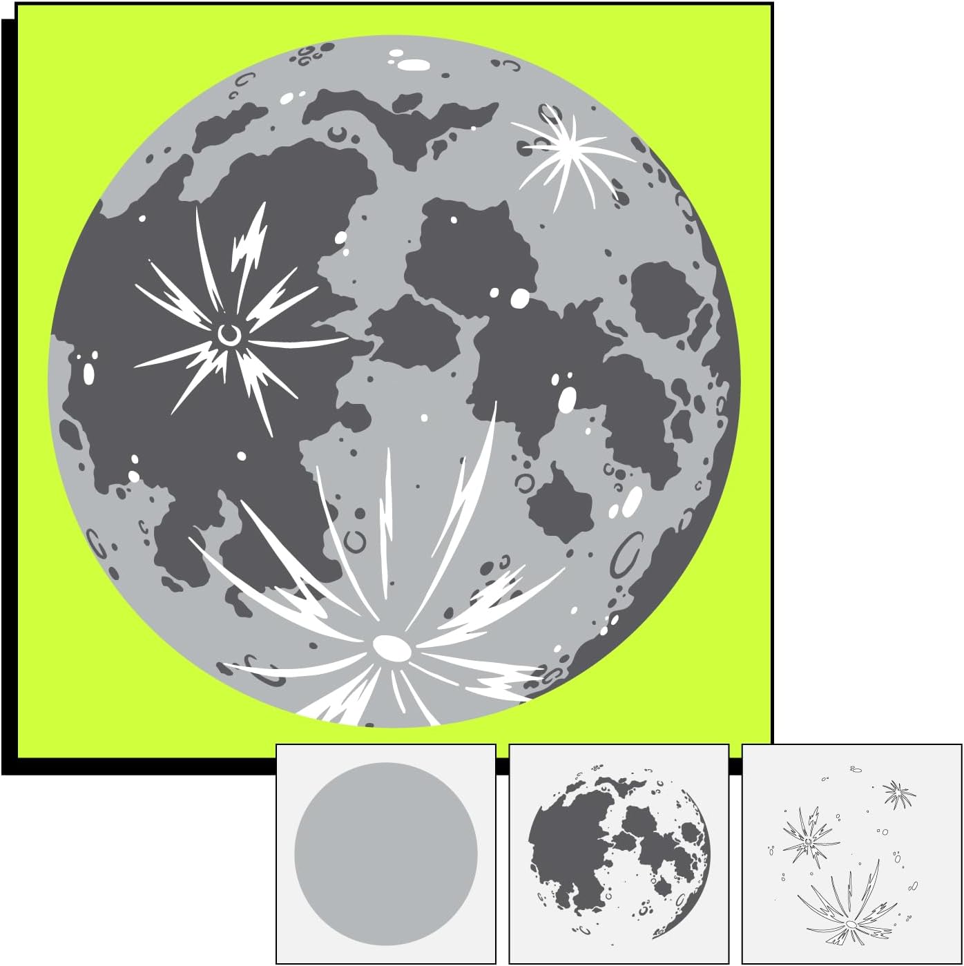 Moon Layered Stencil Set for Walls, Murals, and Art Projects, Outer Space Reusable Layering Template for DIY Painting, Drawing, Tracing