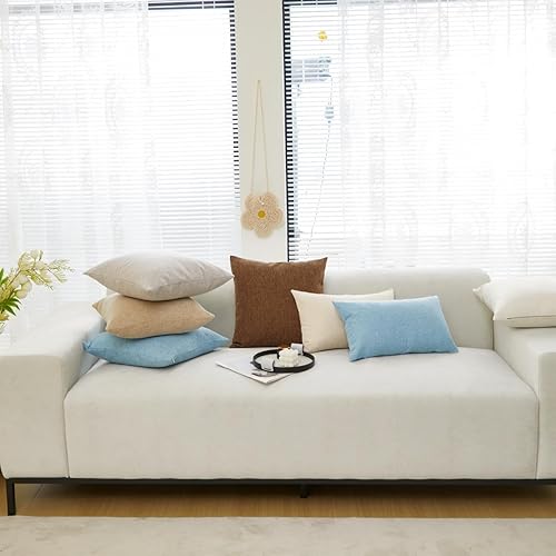 Miniatura 7 de Fundas de lino y algodón, para cojín cuadrado clásico de color liso, fundas para cojín de 18 x 18pulgadas, para sofá, cama o auto, paquete con 2