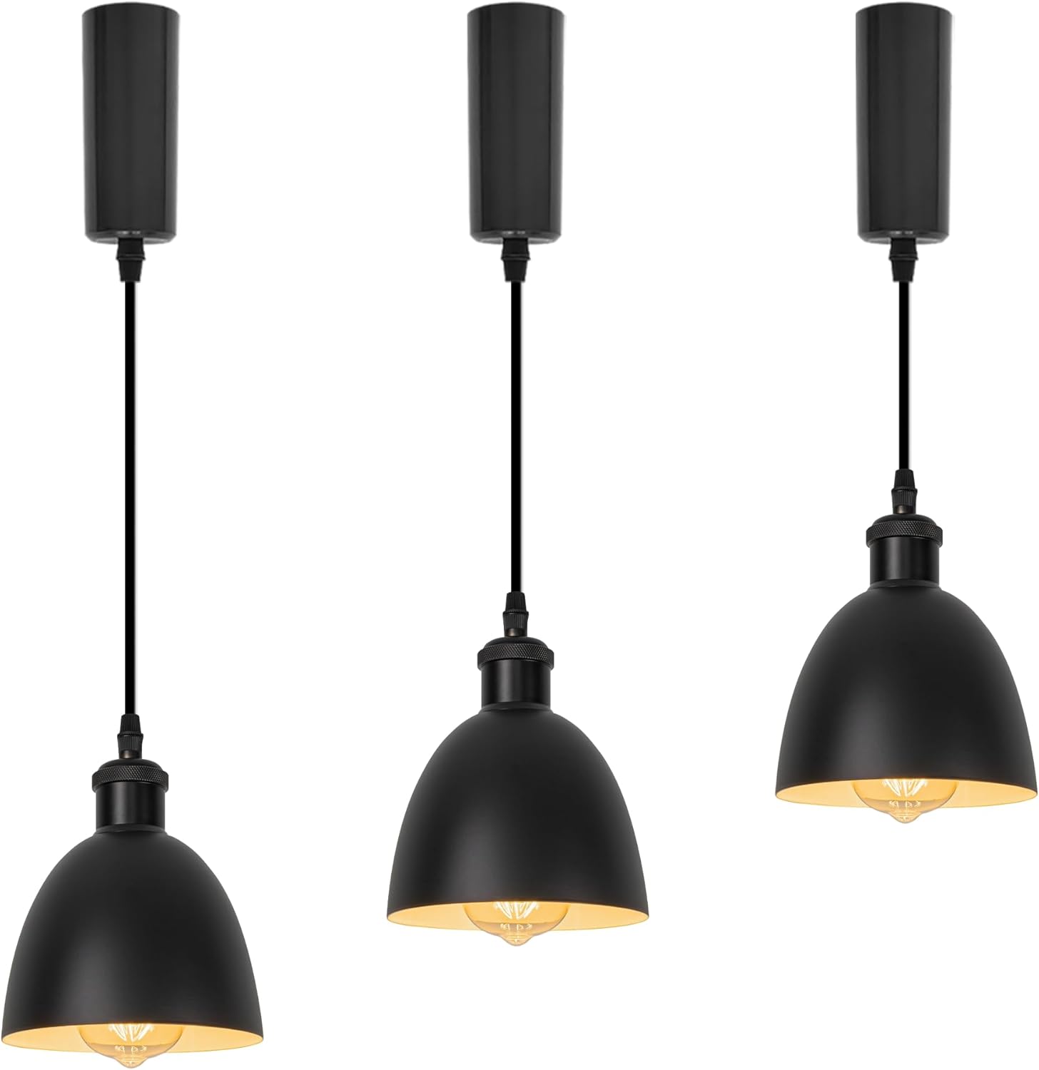 H-Type Track Lighting Pendant Restaurant Retro Black Ceramic Liner Light Socket Adjustable Wire Length, Halo Compatible Track Mounted Customizable for Kitchen Dining, 3 Lights,5 ft