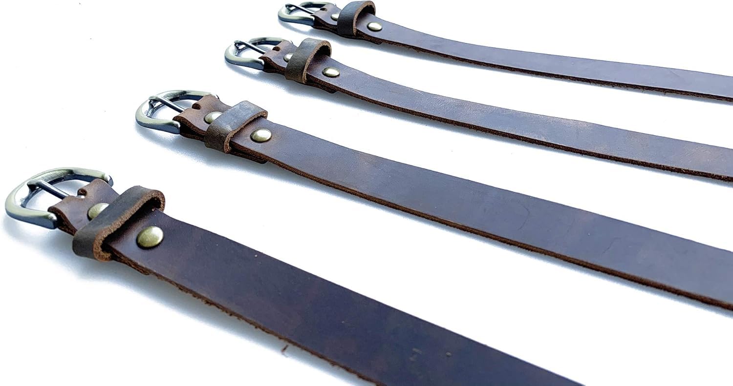 Lot de 4 sangles en cuir véritable - Sangles RCA en cuir - Sangles d'étrivières - Qualité polyvalente - Crochet et nœud - Serre-câbles inférieurs avec boucle en métal - Longueur réglable