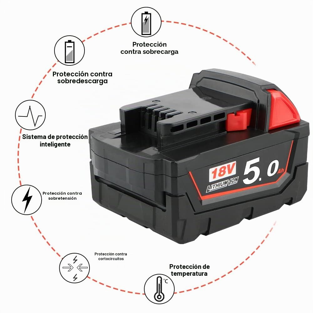 Powarobor 18V 5000mAh Batería Compatible con Milwaukee M18 48-11-1850