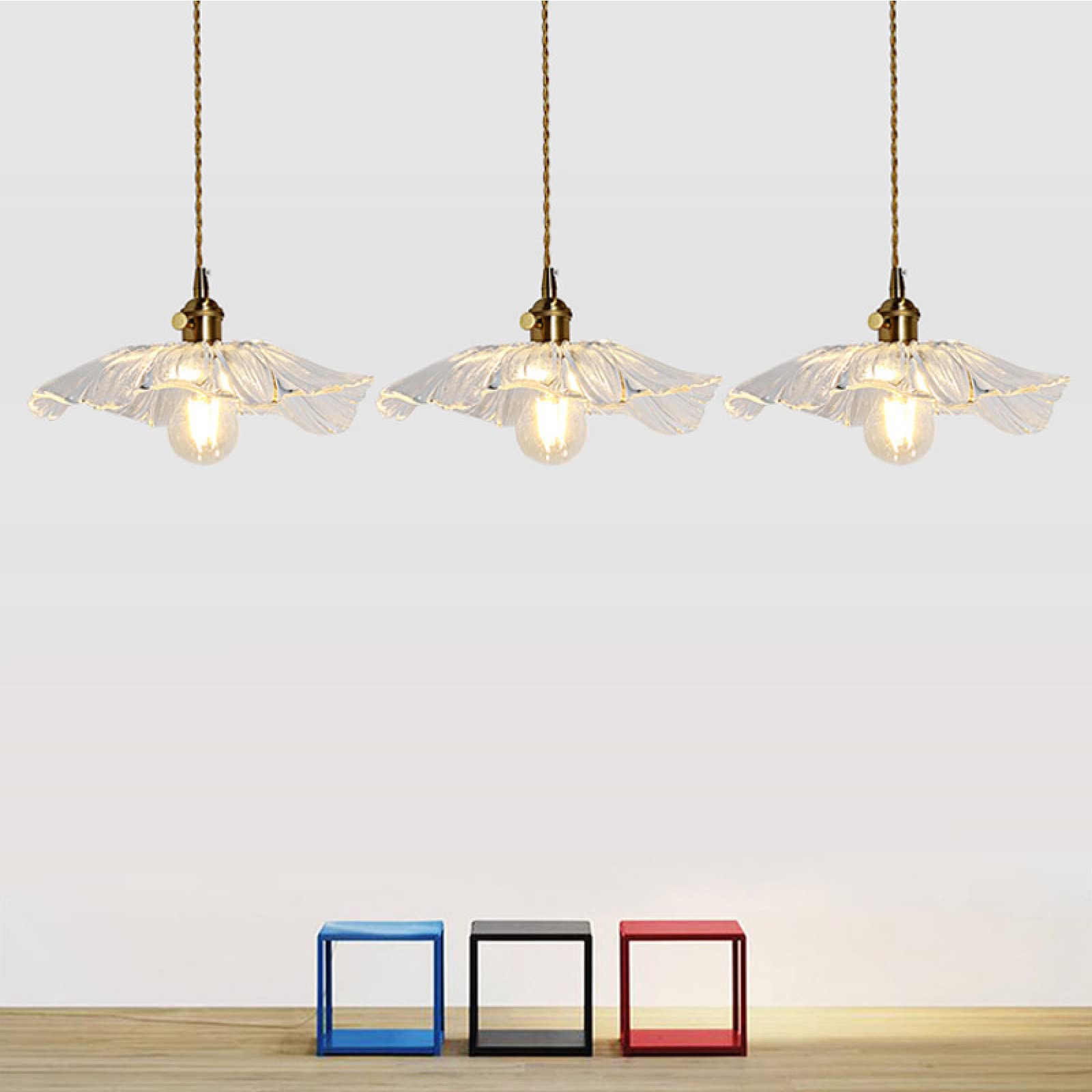 Suspension LED rétro, luminaire créatif en Forme de Feuille de Lotus, RT en Verre et Laiton, pour Salon, Chambre, Salle à Manger, Chambre d'enfant, lumière Chaude, Lampe à Double tête KY Star