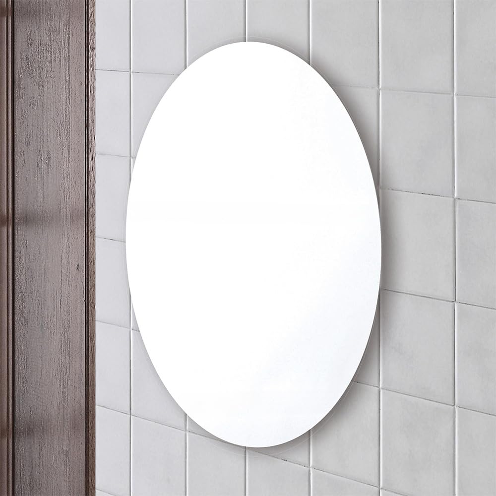 Inbagno Specchio Ovale da Parete 65x95 cm A Filo Lucido – Specchio Decorativo Senza Cornice con Fissaggi Inclusi – Design Moderno per Bagno, Ingresso, Camera – Installazione Verticale o Orizzontale
