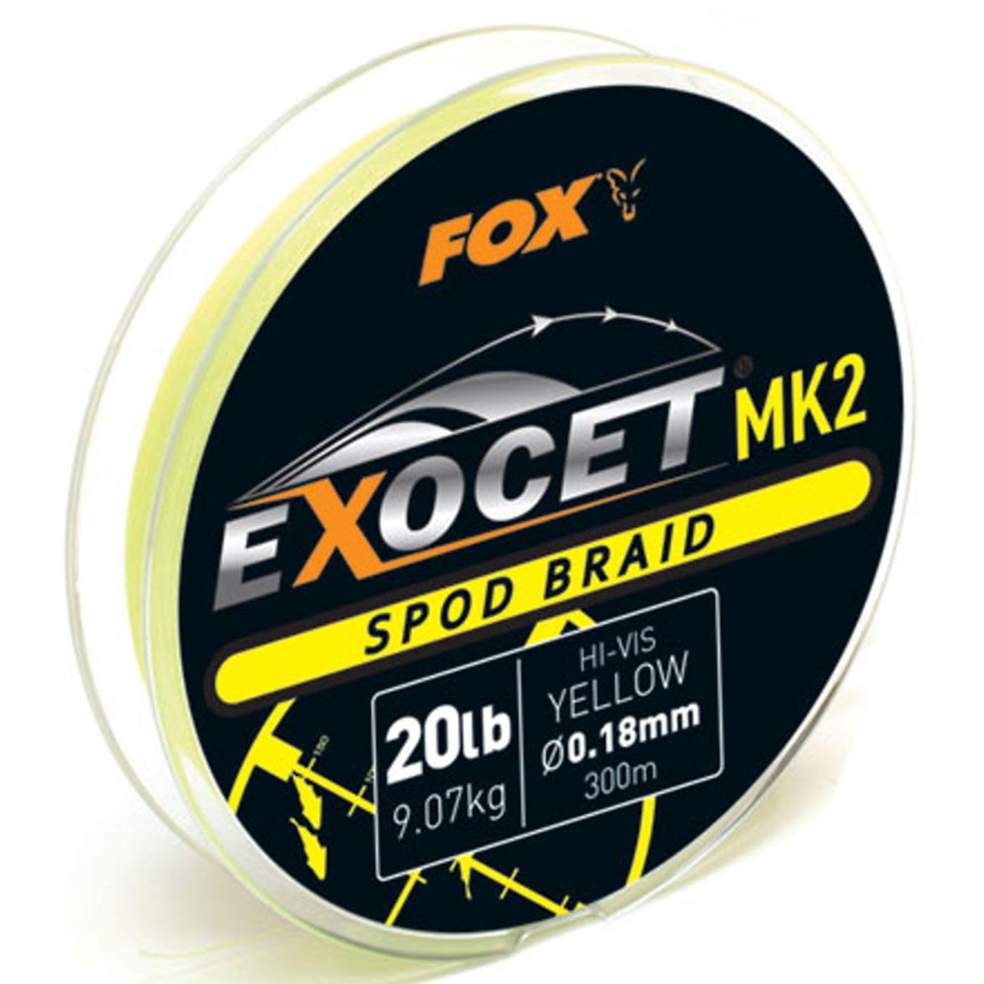 Fox EXOCET MK2 Spod braid 20lb hi-vis yellow 0.18mm 300meters