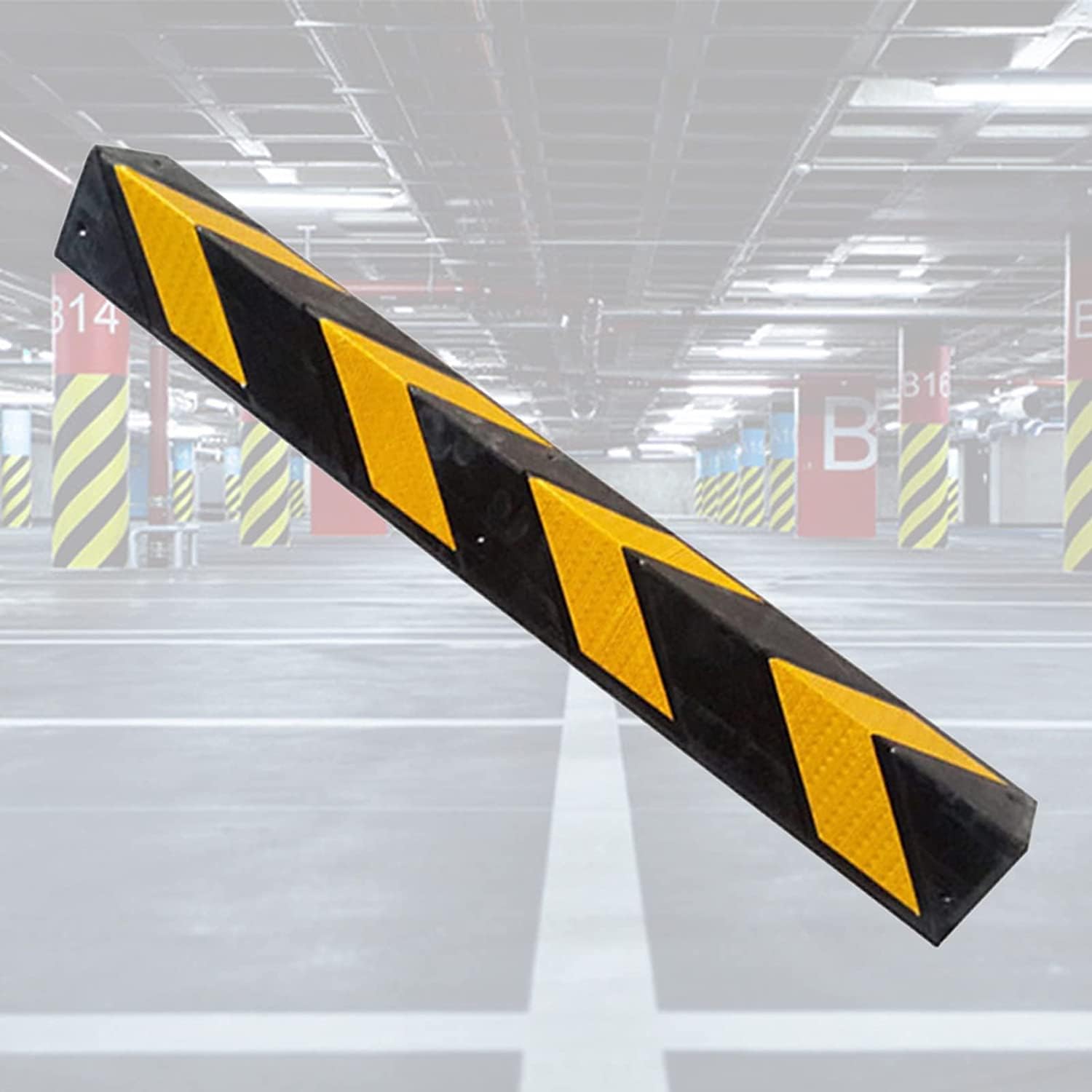 Garage Wall Protection Rubber, LShape Corner Guard with Reflective Yellow Strip