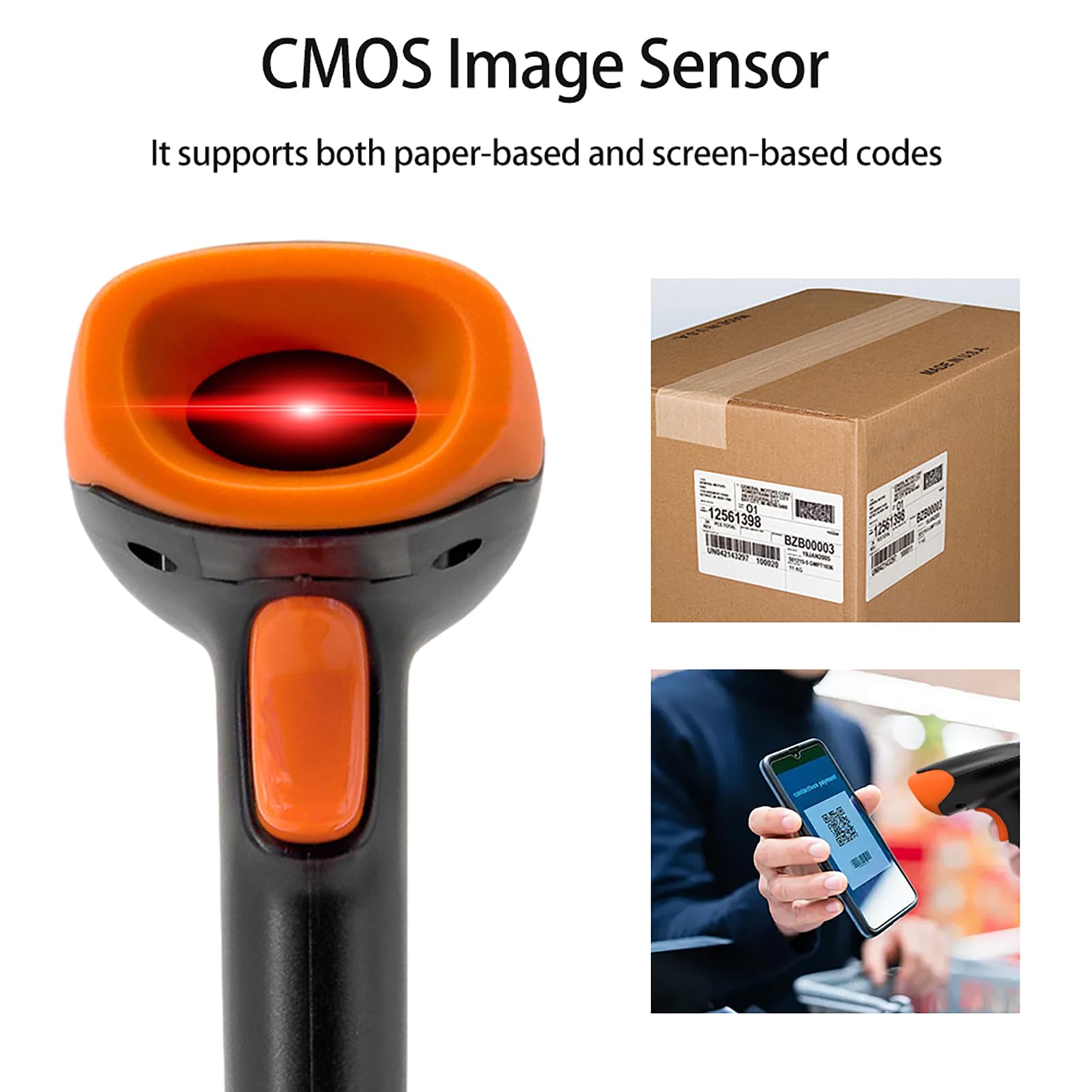 Barcode Scanner, 2D Barcode Scanner Qr Code Scanner with USB Interface for Mobile Payment, Library Book Convenience Store, Supermarket, Warehouse (USB Connect) - Image 3