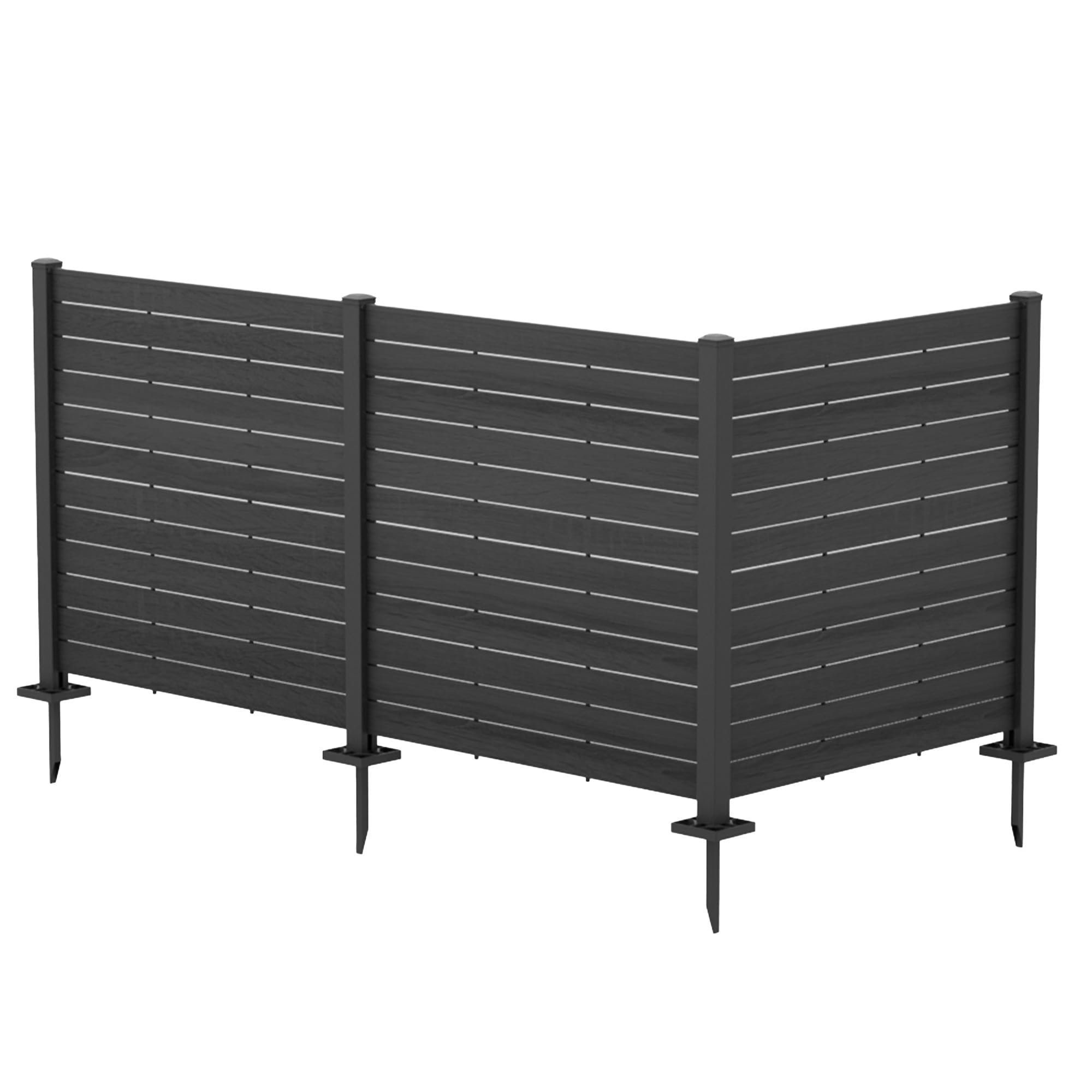 Kozyard 50" W x 48" H Outdoor Privacy Screens Aluminum Post, Air Conditioner Fence Panels, Pool Equipment Enclosure, Trash Can Screens Fence Kit for Outside Backyard Patio (Black/ 3 Panels)