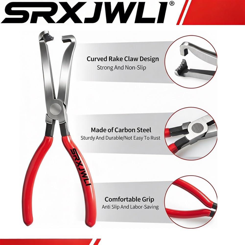 5-Piece Automotive Electrical Disconnect Pliers Kit Heavy Duty Steel Connector Removal Tool Terminal Separator Set Professional Wiring Repair Quick Release Fuel Line Service Mechanic Hand Tool