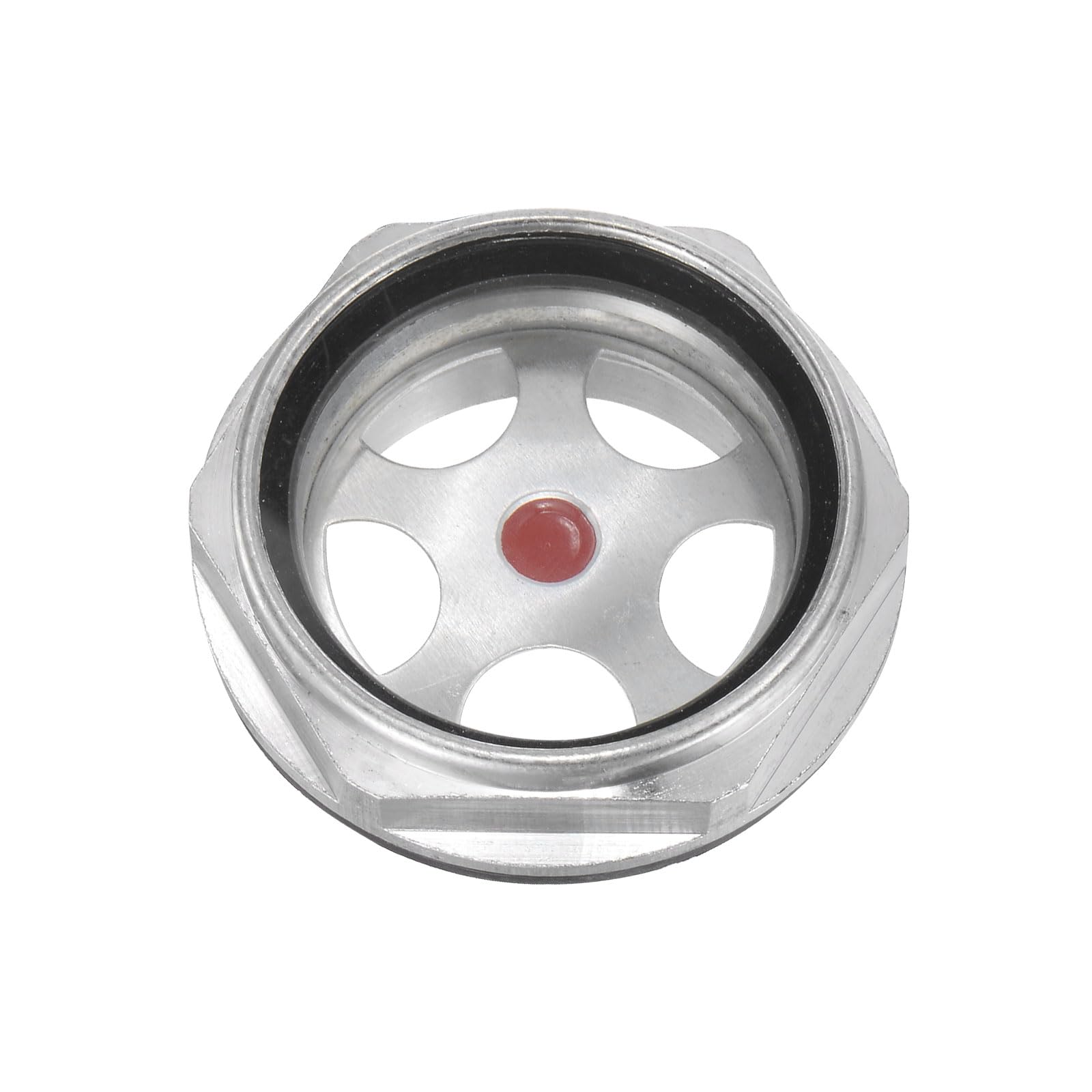 Sourcing Map Indicador De Nivel De Aceite – Mirilla De Vidrio Templado Con Rosca 1/2″ Macho – Cuerpo De Aluminio – Para Compresores Y Maquinaria Hidráulica
