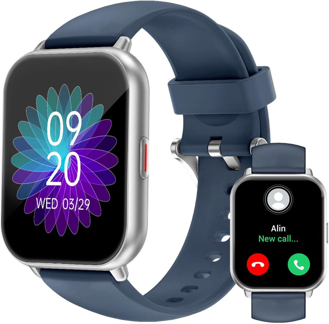 RUIMEN Smart Watch Answer Dial Call,Smart Watches for Women Men 1.85"HD Screen Fitness watch with SpO2 Heart Rate Sleep Monitor Step Counter Waterproof 100+ Sports Mode for Android iOS (2 Bands)