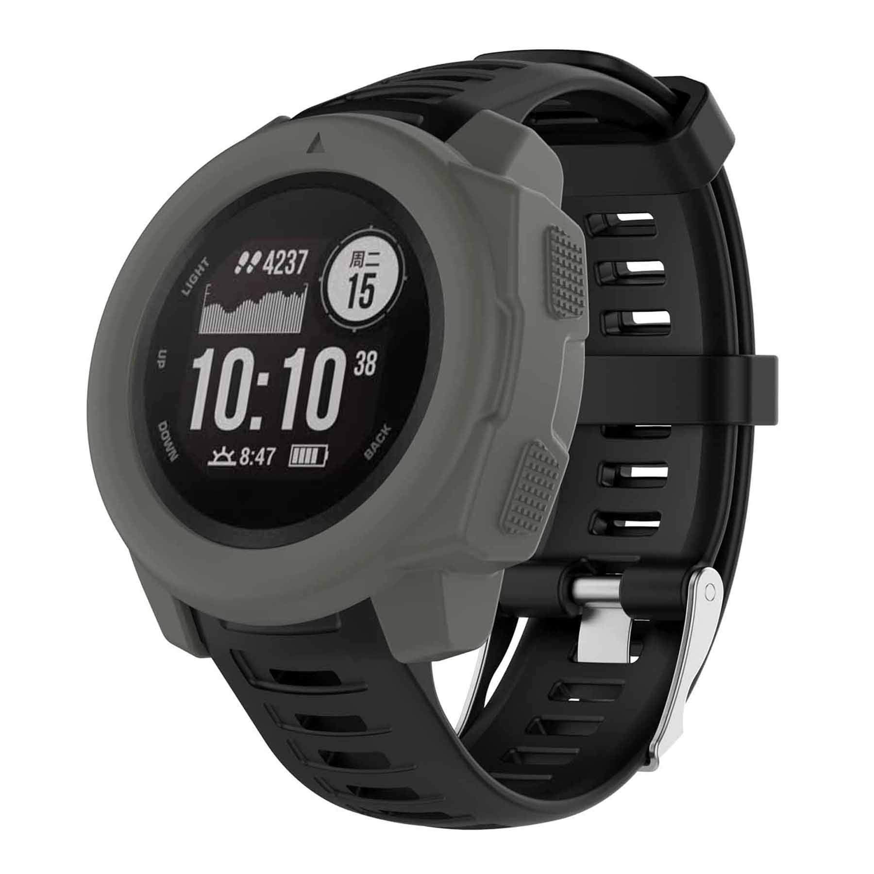 Pasek z etui kompatybilny z Garmin Instinct dla kobiet mężczyzn, klasyczny miękki silikonowy pasek do zegarka Garmin Instinct Tide / Tactical/Dual/Power Surf/Power/Esports Watch (czarny pasek +