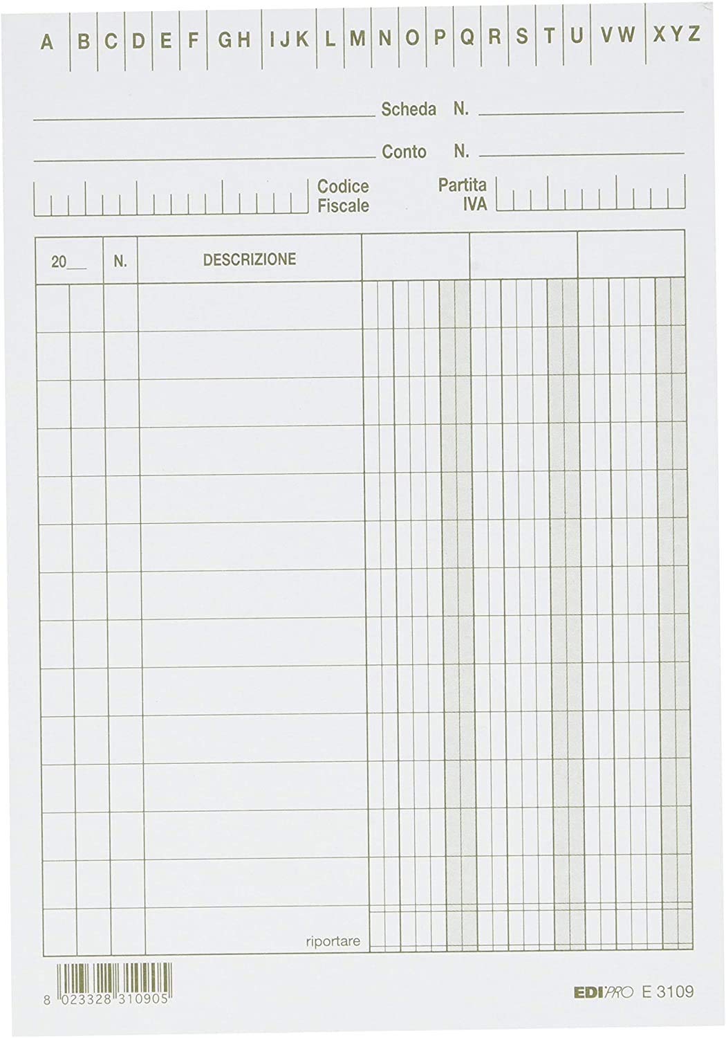 EDIPRO - E3109BL - 100 Cards with 3 Columns Blue f.to 15x10,5