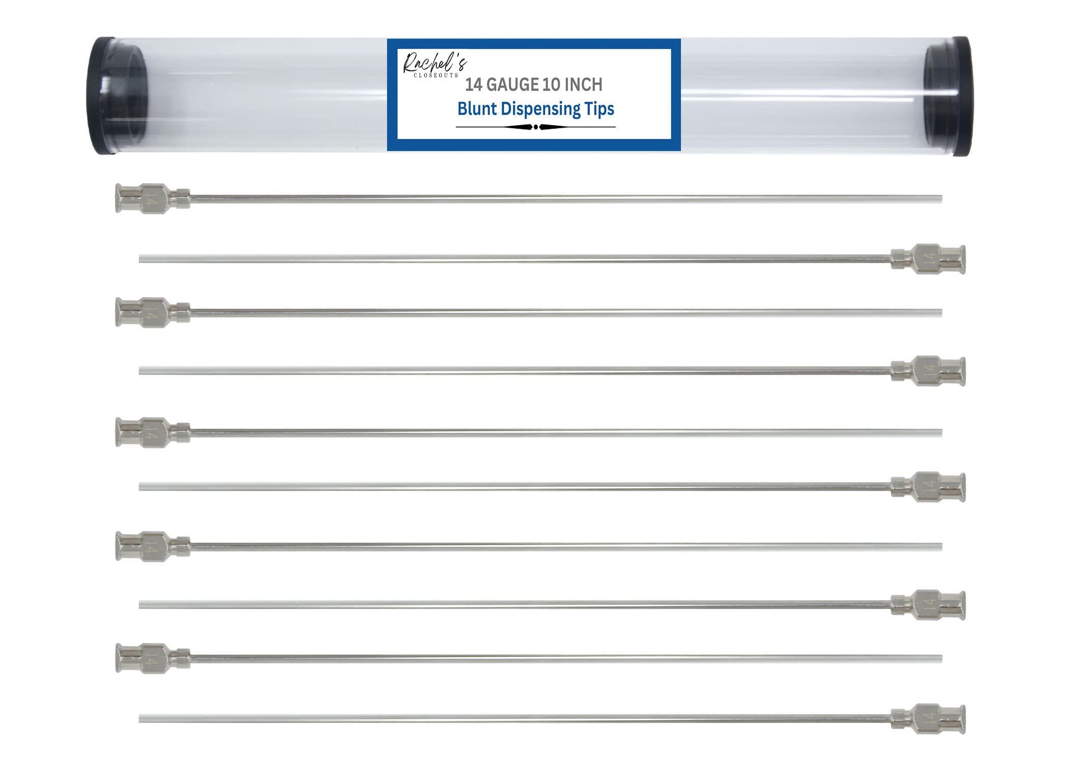 Rachel's Closeouts 10 packs of 14 Gauge Needle 1 inch Stainless Steel Blunt Tip Needle Dispensing Needle Luer Lock Tips Needle -Industrial Needles for Ink Cartridges,Glue,Syringes,Woodworking