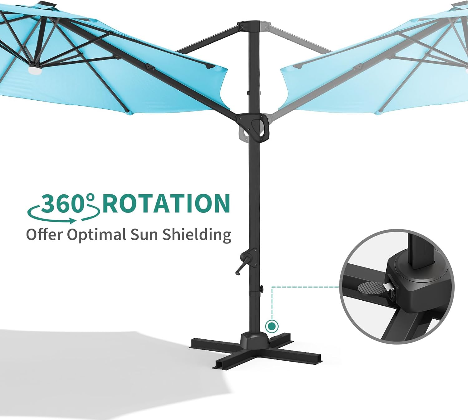 Garvee Cantilever Patio Umbrella 10ft Large Round Umbrella Outdoor Market Umbrellas 360°Rotation Offset Hanging Outdoor Shade for Patio