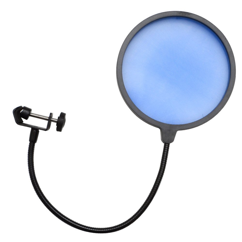 Seismic AudioSA-MicScreenBlue - Flexible Microphone Wind Screen Studio Mic Pop Filter Blue