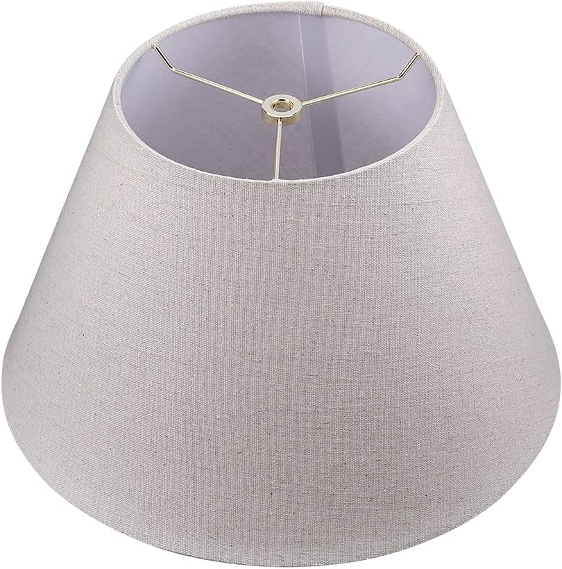 ALUCSET Medium Lamp Shade, Barrel Fabric Lampshade for Table Lamp and Floor Light, 7x13x7.8 inch, Natural Linen Hand Crafted, Spider (Light Brown)