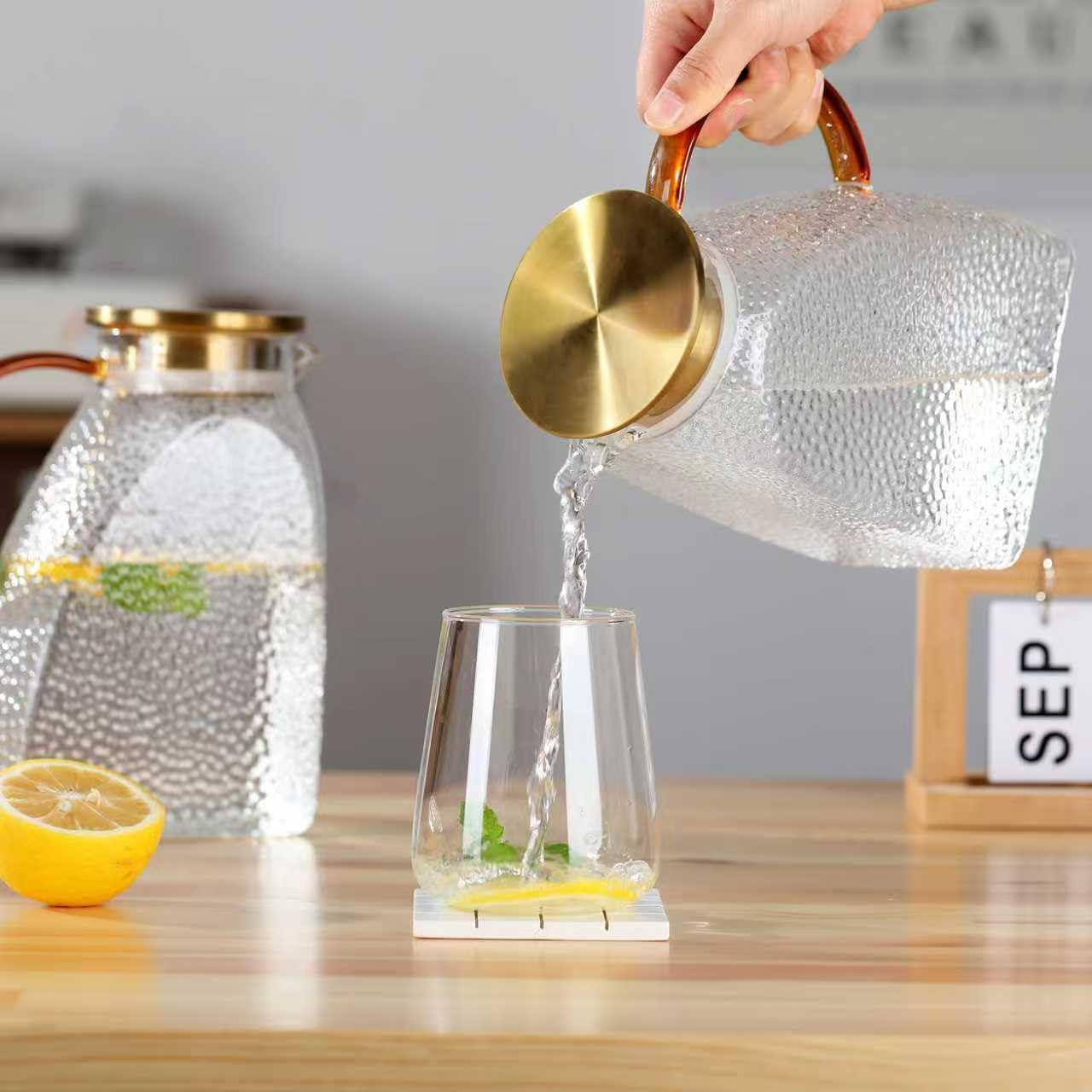 Glass Water Pitcher With Lid,1.8 Liter 63 OZ Glass Water Jug, Fridge-friendly iced tea pitcher, keeps out smells, heat-resistant glass pitcher with lid and spout - Image 5