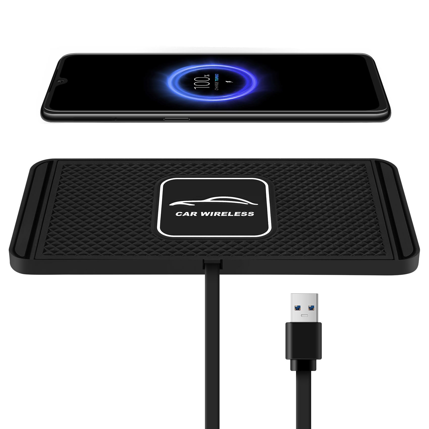 DasingMagnetic Wireless Car Charger Pad, 5/7.5/10W C1 Car for Wireless Charger Pad Fast Charging Dock Station Non-Slip Fast Wireless Charging Pad