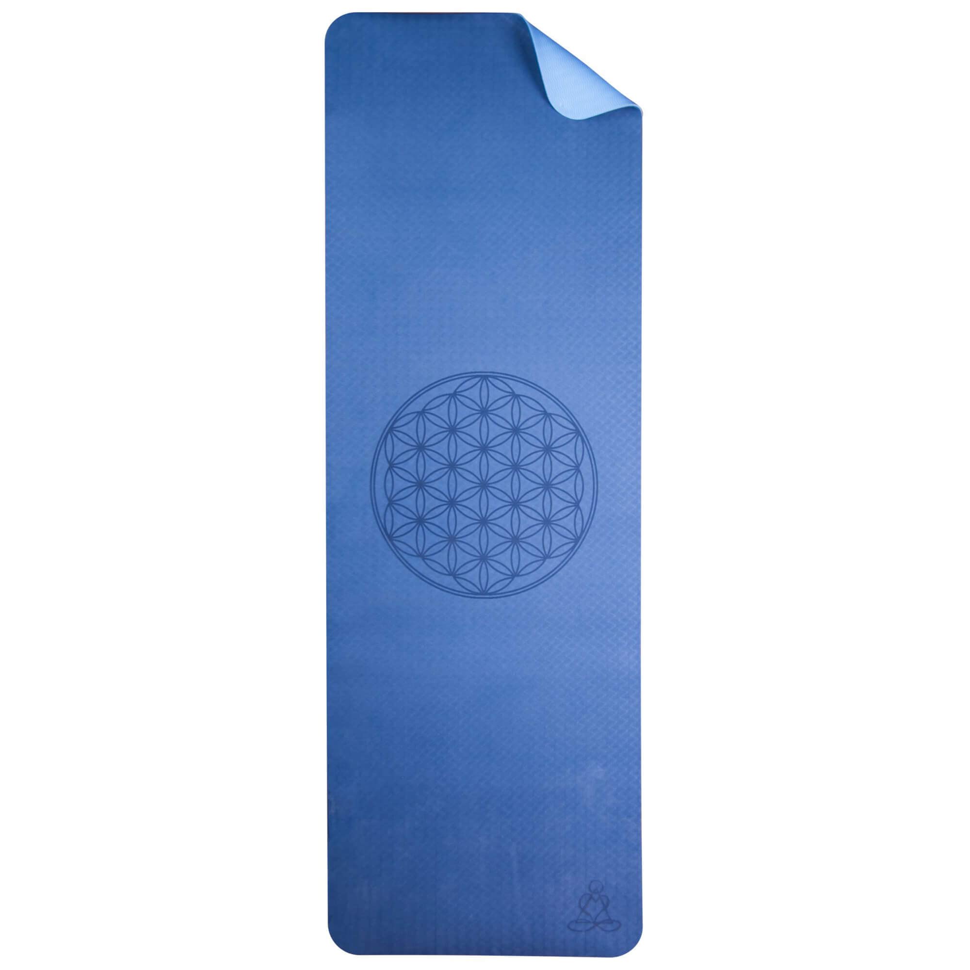 Fleur de vie Tapis de yoga en TPE écologique - Orange/gris