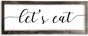 Dazingart Farmhouse Kitchen Wall Decor, Lets Eat Sign, Rustic Wood Kitchen Signs Dinning Room Wall Decor lets eat