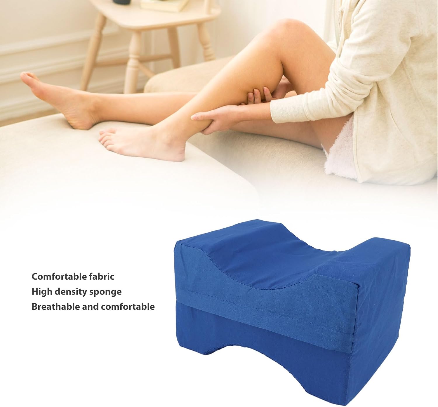 Yosoo Sponge Knee Pillow for Side Sleepers with Detachable Cover,Leg Positioner Wedge for Hip Joint, Back Pains Relief