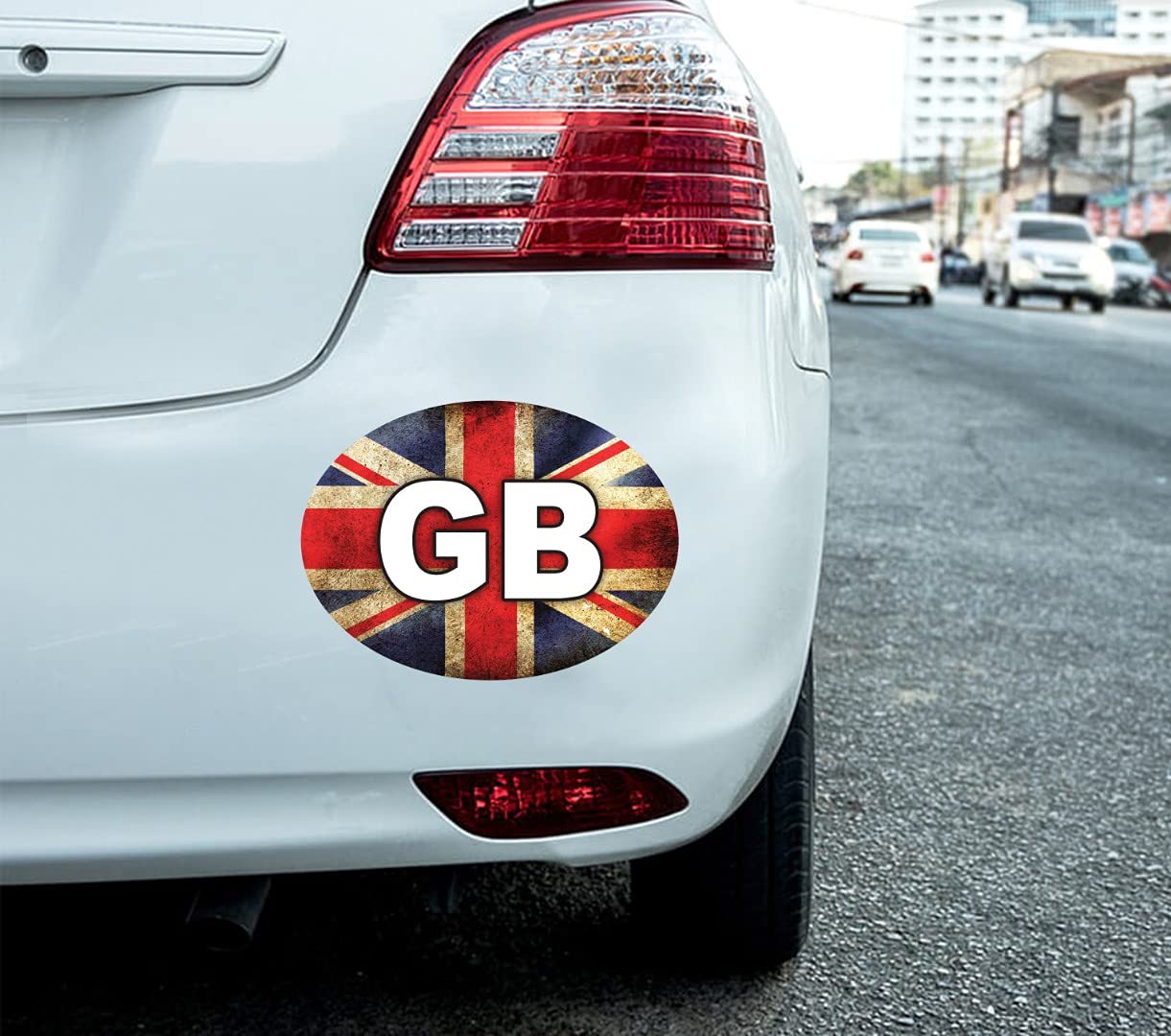 Handmade By Stukk White 2 X Gb Car Sticker Union Jack Flag Oval Vinyl Self-Adhesive Gb Decal Car, Van, Lorry