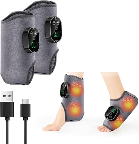 Lot de 2 masseurs de pieds électriques sans fil avec batterie de 3000 mAh, 6 niveaux de chaleur 45-70 °C et 3 vibrations, minuterie 20/35/45 min, écran LCD, appareil de massage pour pieds/bras