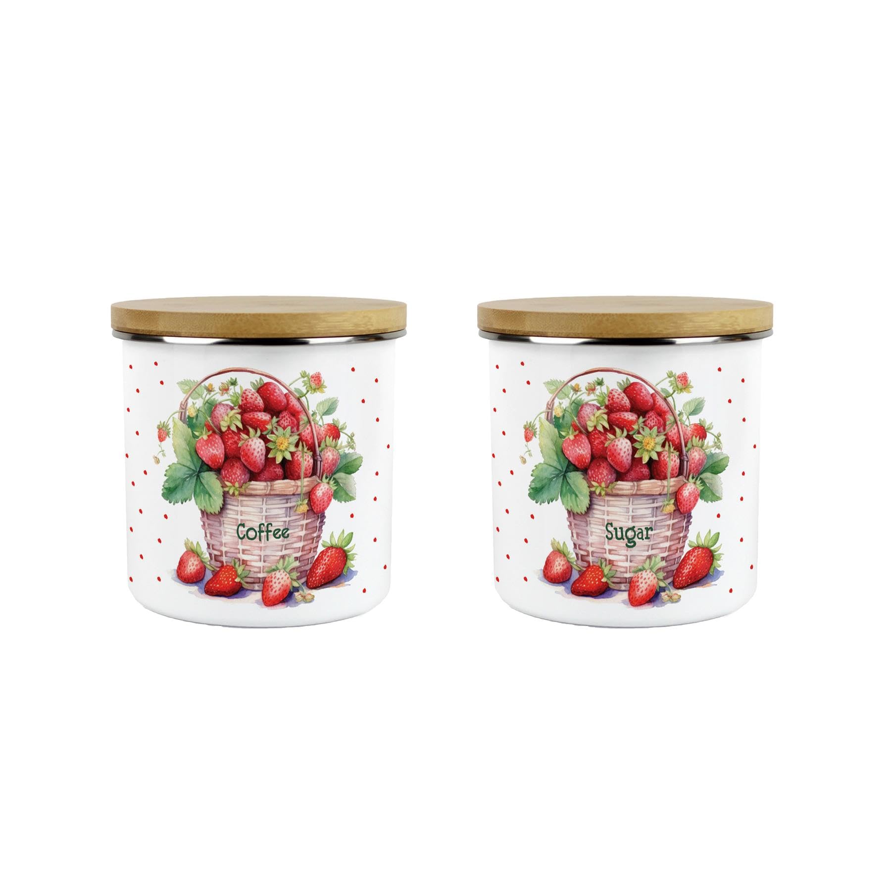 Purely Home Strawberry Basket Coffee & Sugar Canisters - 600ml Kitchen Containers