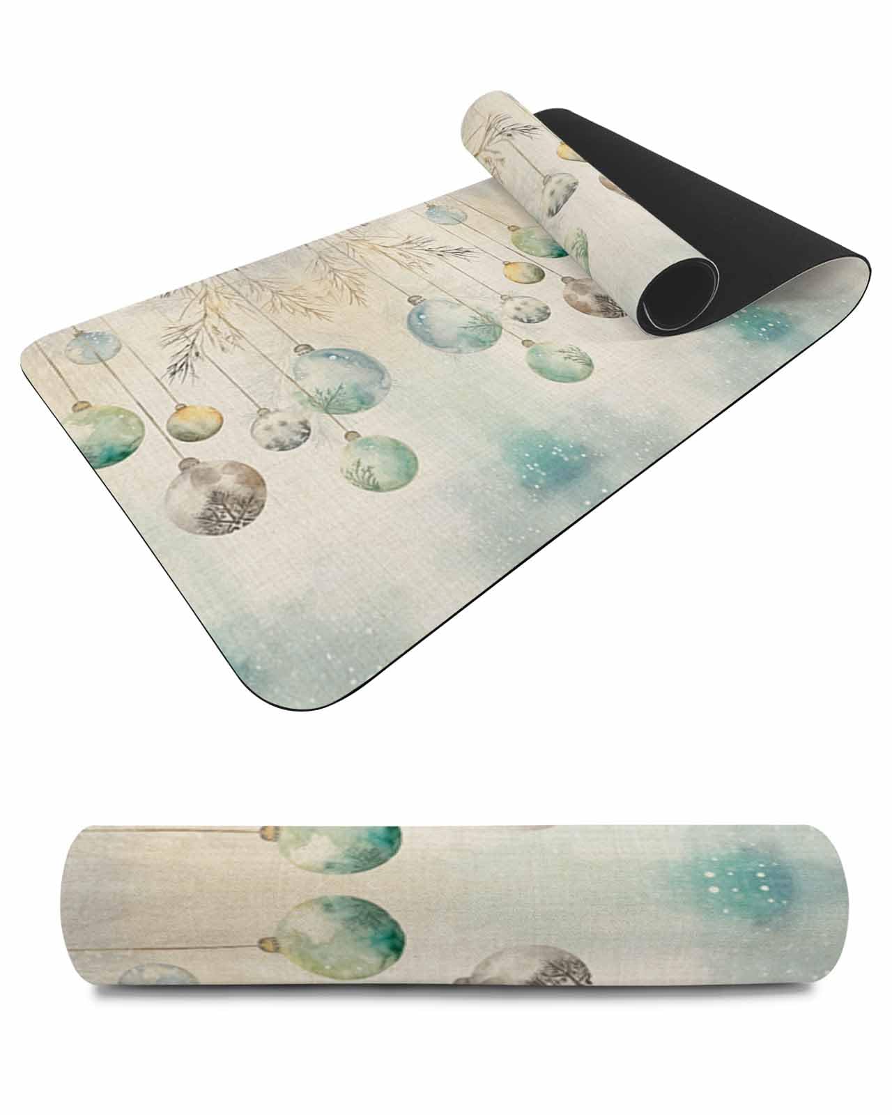 Debedcor Heat Proof Table Pads Waterproof Decorative, Christmas Balls Non-Slip Table Countertop Protector, Winter Branch Vintage Xmax Insulation Mat for Kitchen Room, 40 x 12 Inches