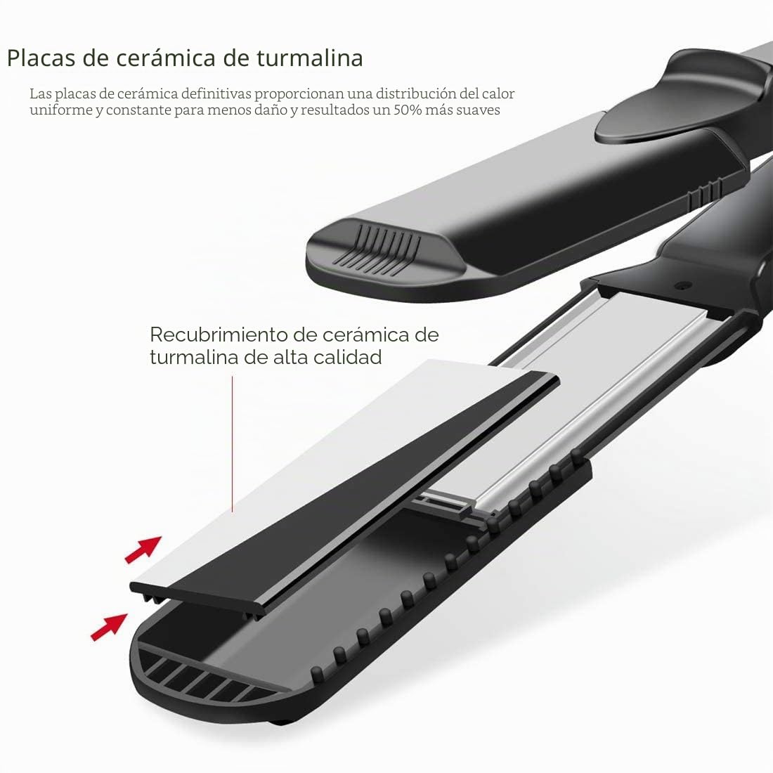 Plancha de pelo 4 en 1, con 4 placas intercambiables de rizador plano de cerámica, alisador de pelo con guante antiquemaduras, rizadores para textura en zigzag y volumen