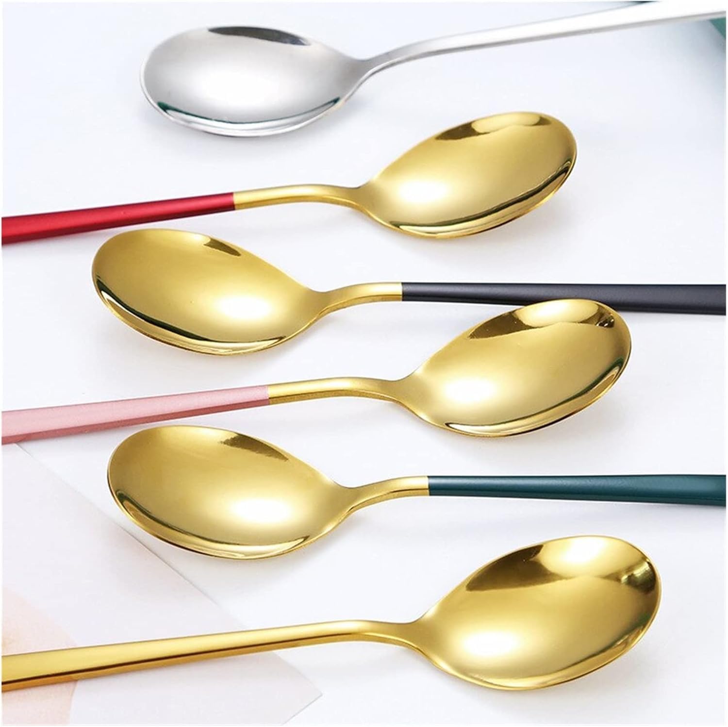 Stainless Steel Spoon Set - Long Handle, Non-Stick -3 Stainless Steel Spoon Set - Long Handle, Non-Stick -3