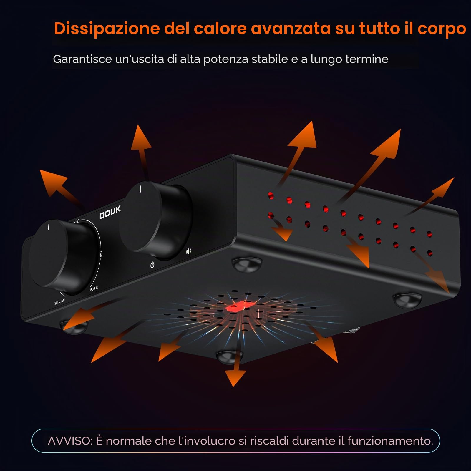 Douk Audio Amplificatore stereo A5 TPA3255, 600 W Mini HiFi Audio Amplificatore di potenza classe D per sistema home cinema, altoparlante a torre passiva con filtro passivo + alimentatore da 48 V