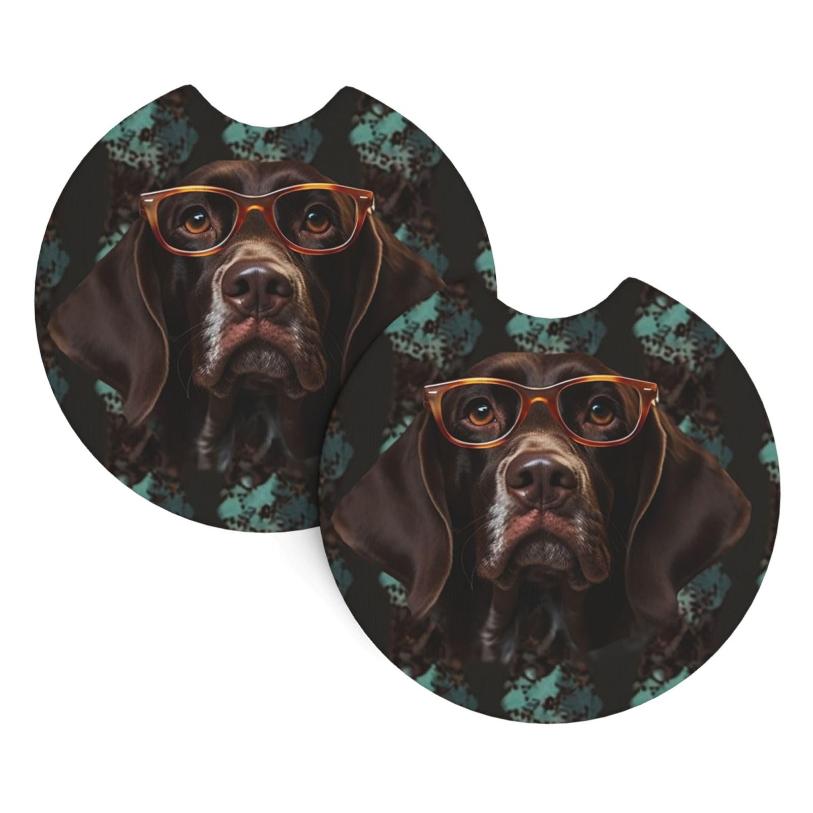 2PCS Car Coaster for Cup Holders Universal Auto Cup Mat German Shorthaired Pointer Cup Coaster Pad 2.7" Waterproof Neoprene Non-Slip Cup Holder Coasters Car Interior Accessories for Women Men