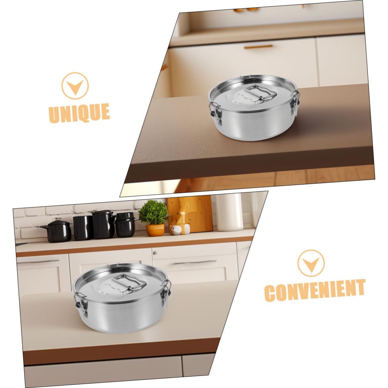 Yardwe Molde para Flan de Acero Inoxidable con Diseño Bloqueable y Uso Versátil, Molde para Hornear con Tapa Adecuado para Hacer Flanes y Pasteles al Vapor