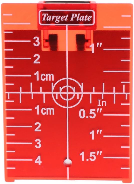Magnetic Red Target Plate for Rotary Cross Line Laser Level Distance Measurer, Improves Working Range and Visibility, Metric and Imperial Units, 1 Pc