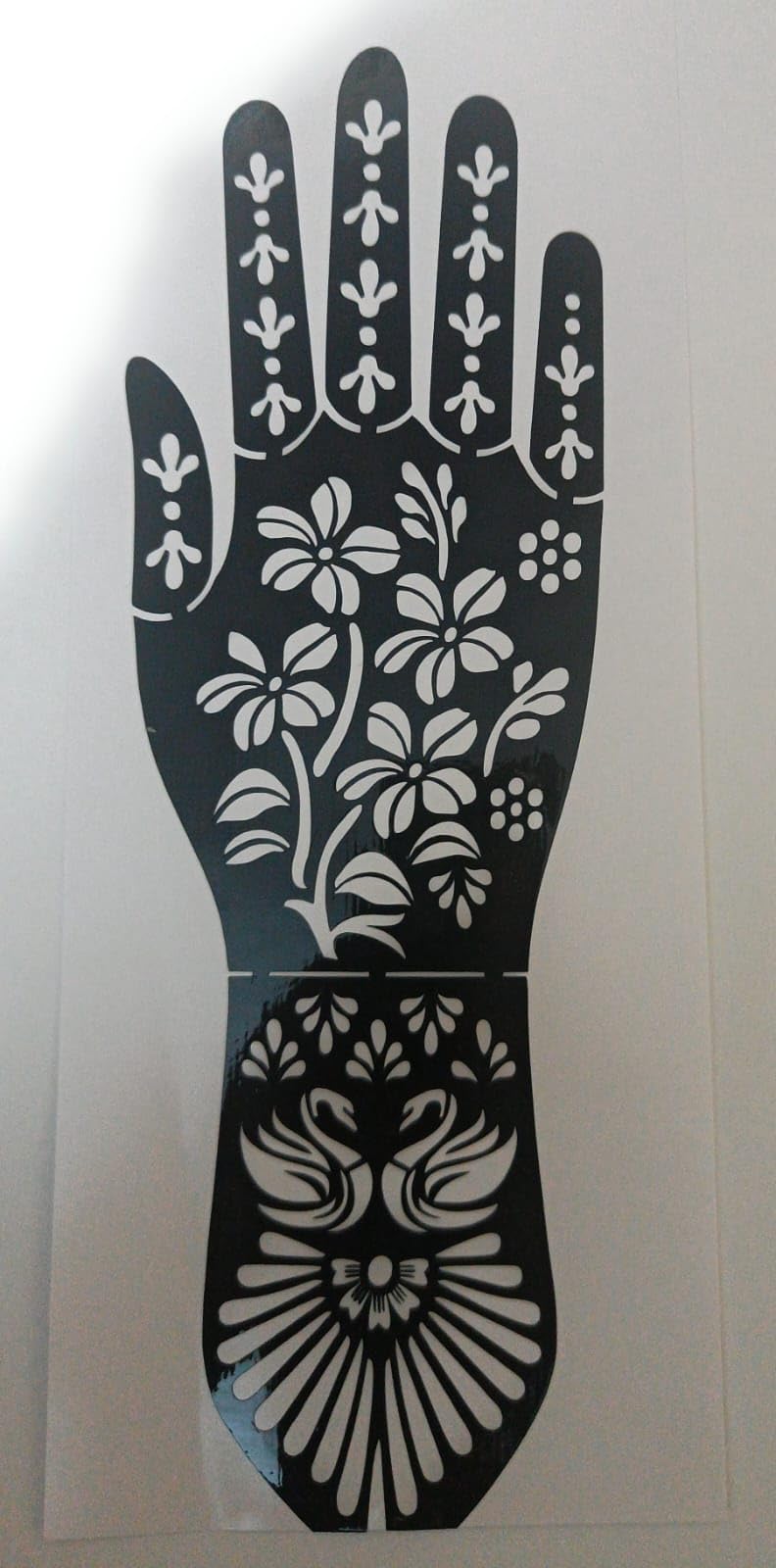 MRACE Henna Stencil Templates for Hand Design, Floral Pattern, Reusable Mehndi Art Stickers (Pack of 4) 3