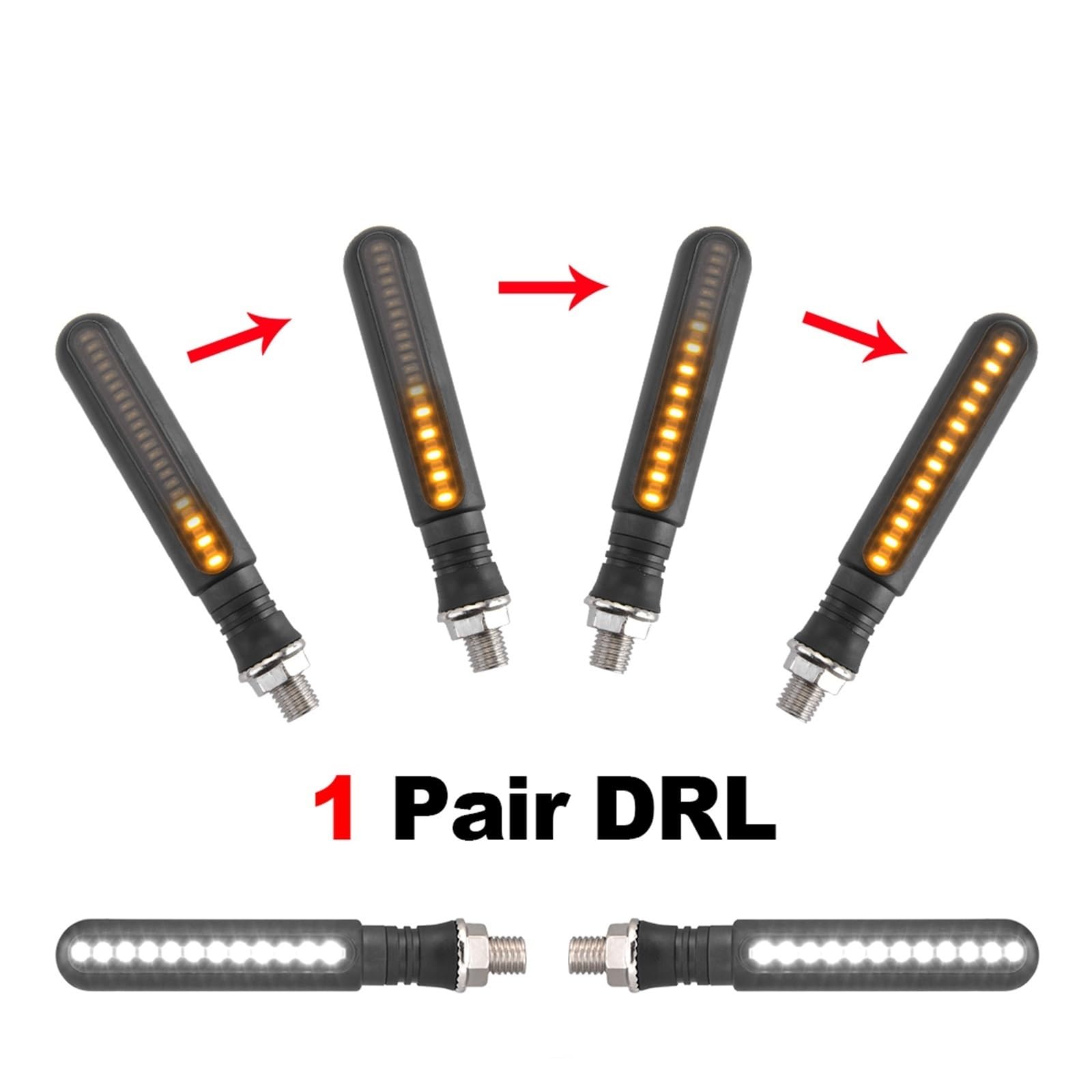 Luces intermitentes para motocicletas Para Giro LED universal para motocicleta para indicador de señal, luz intermitente DRL, para giro para lámpara, parada para iluminación freno(Mix 4 pcs)