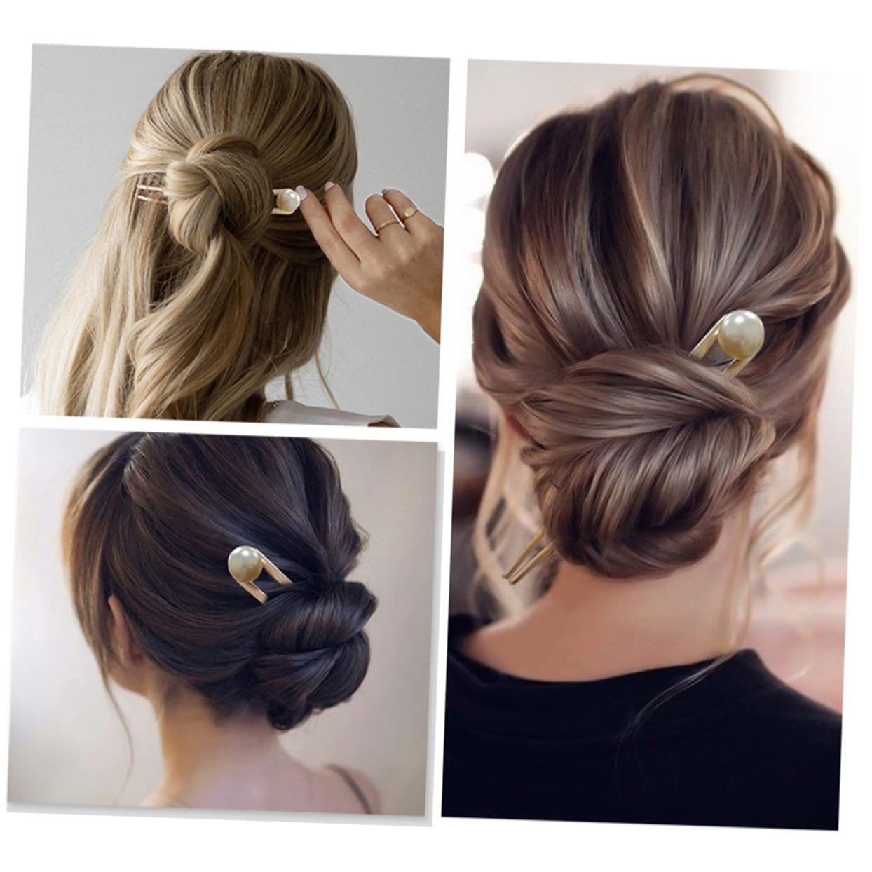 Housoutil 12pezzi Forcine Per Metallo Con Perle Accessori Eleganti Per Chignon Per Cerimonie e Occasioni Speciali e Gunmetal