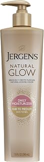 Jergens Natural Glow 3-Day Self Tanner for Fair to Medium Skin Tone, Sunless Tanning Daily Moisturizer, for Streak-free and Natural-Looking Color, 10 Ounce