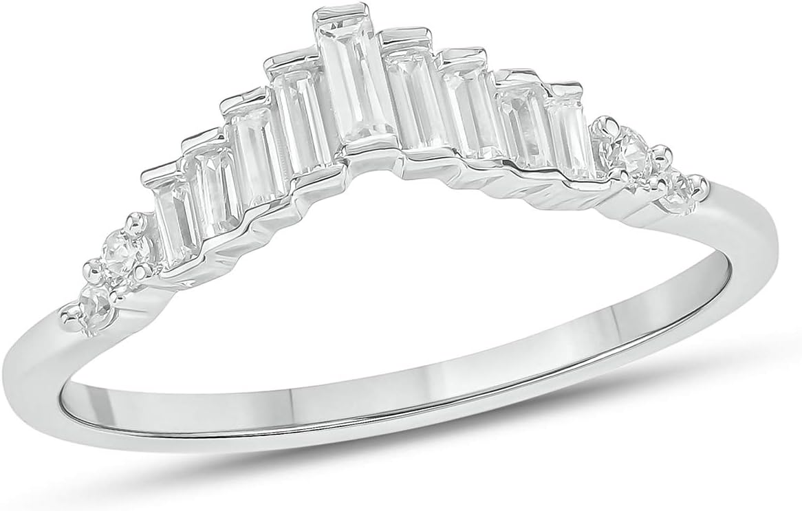 Cali Trove 1/5 Ct Natural Diamond Ring in 925 Sterling Silver | Criss-Cross Bypass Design with Sculpted Band | Modern Fashion Jewelry | Stackable Ring Gift for Her | Elegant Accent Piece