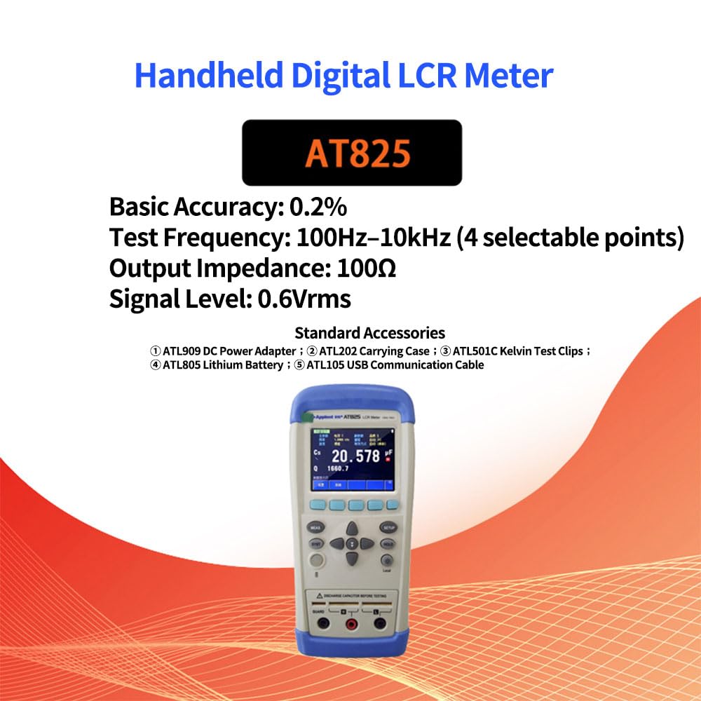 AT825 Handheld Digital LCR Meter with LCD Display RLC Meter