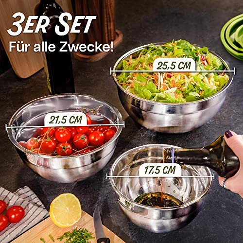 Edelstahlschüsseln mit Deckel Praknu im Set mit 3 Größen