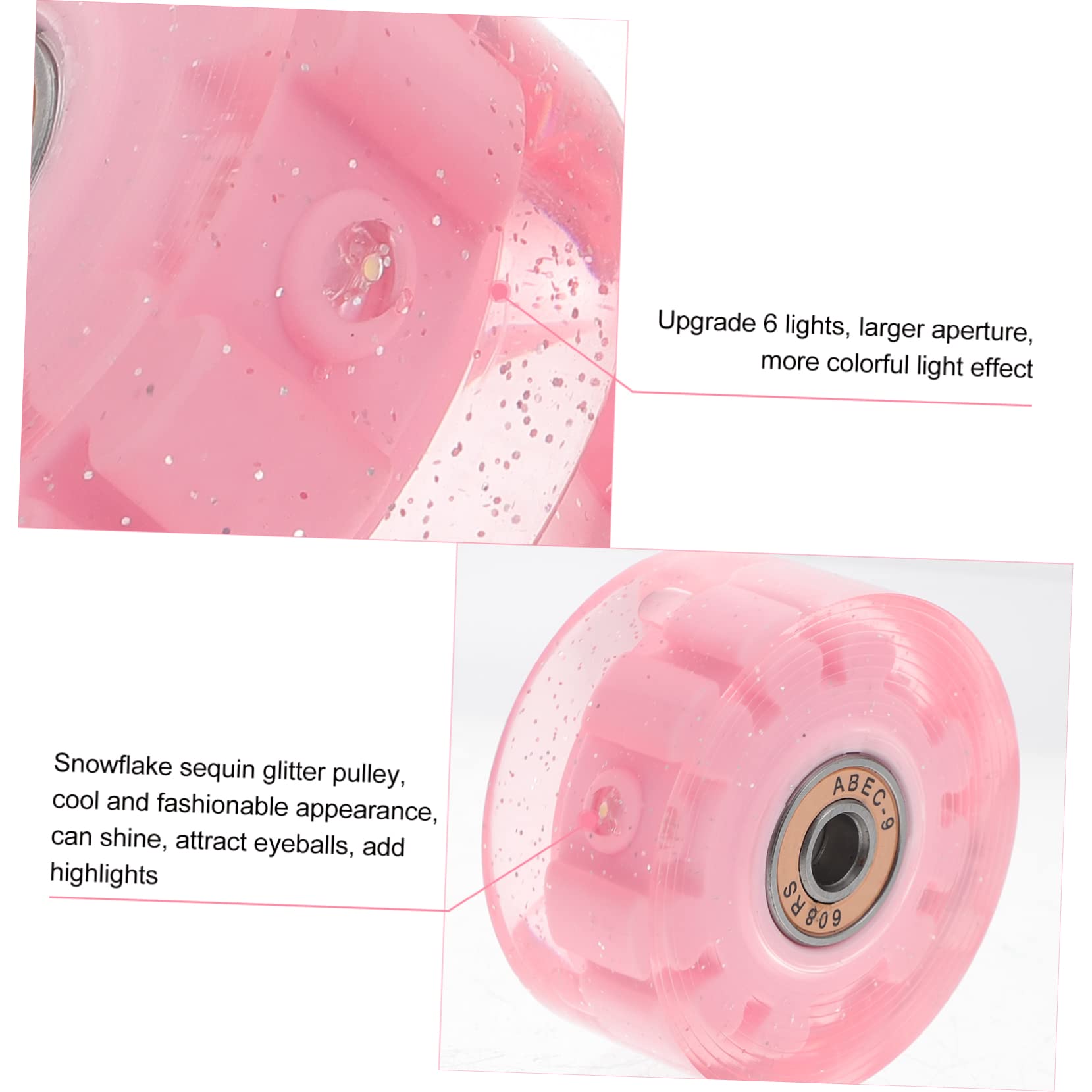 Ruedas de Patines Luces de Repuesto Pu Rosa 8 Piezas