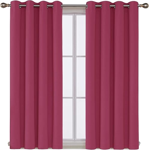 Miniatura 189 de Deconovo Darken - Cortina opaca con aislamiento térmico y ojales para sala de estar, 42 x 63 pulgadas, color blanco puro Negro,Beige claro,Azul