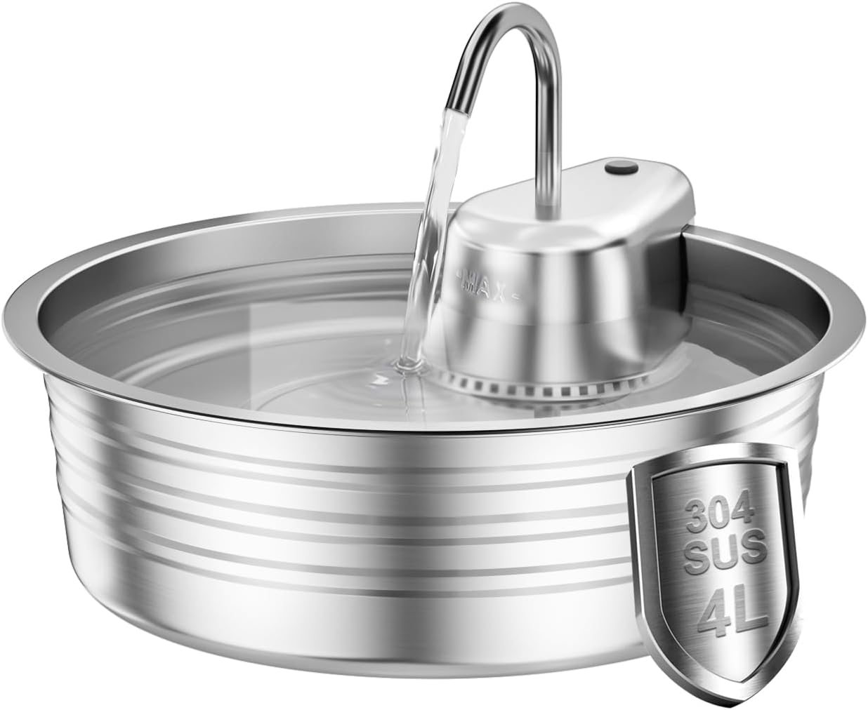 Cat Water Fountain Stainless Steel - 135OZ / 4L Large Capacity Pet Water Fountain for Cats Indoor - Ultra-Quiet Pump for Cats, Dogs Water Bowl Dispenser - Pets Feeding & Watering Supplies