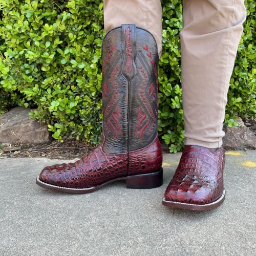Image of Men's Alex Western Cowboy Boots Square Toe Pull On | Embossed Full Grain Leather