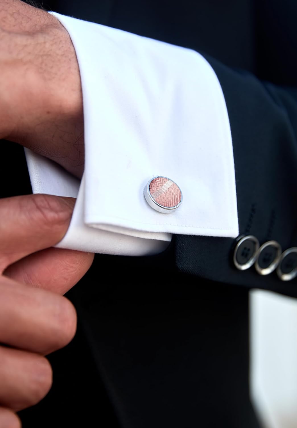 HISDERN Plaid Ties for Men Classic Checkered Tie and Pocket Square Cufflinks Tie Clip Set Woven Men's Necktie Business - Image 5