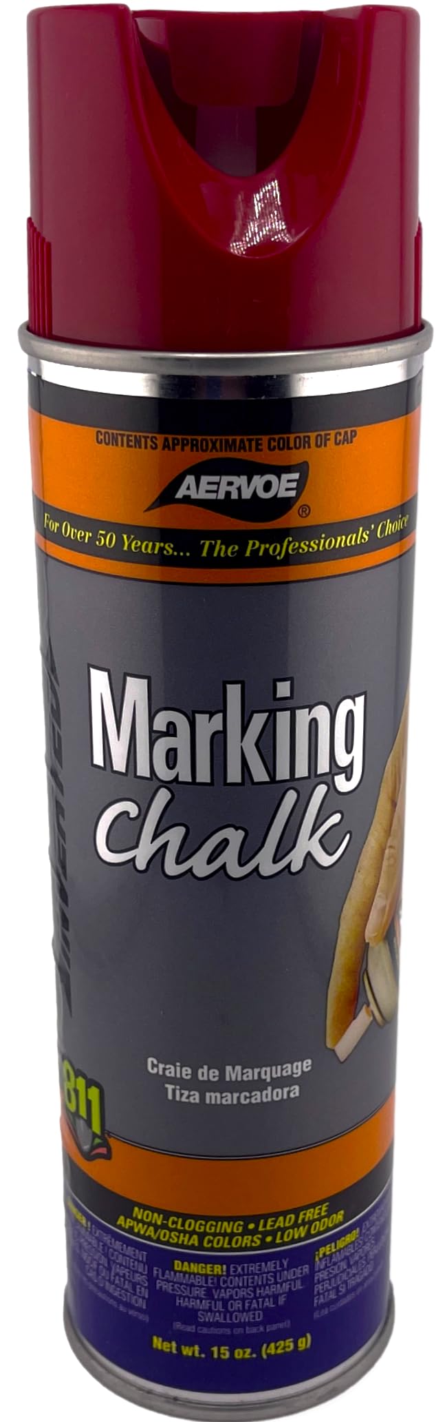 Aervoe 216 20-Oz Lead-Free Non-Clogging Can Temporary Marking Chalk Spray, Red