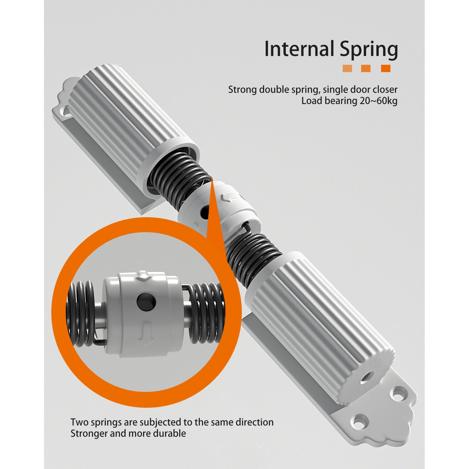 Vurlexat Automatic Door Closer, Zinc Alloy Safety Spring Door Closer 20-60kg Closing Door Hinge - Image 3