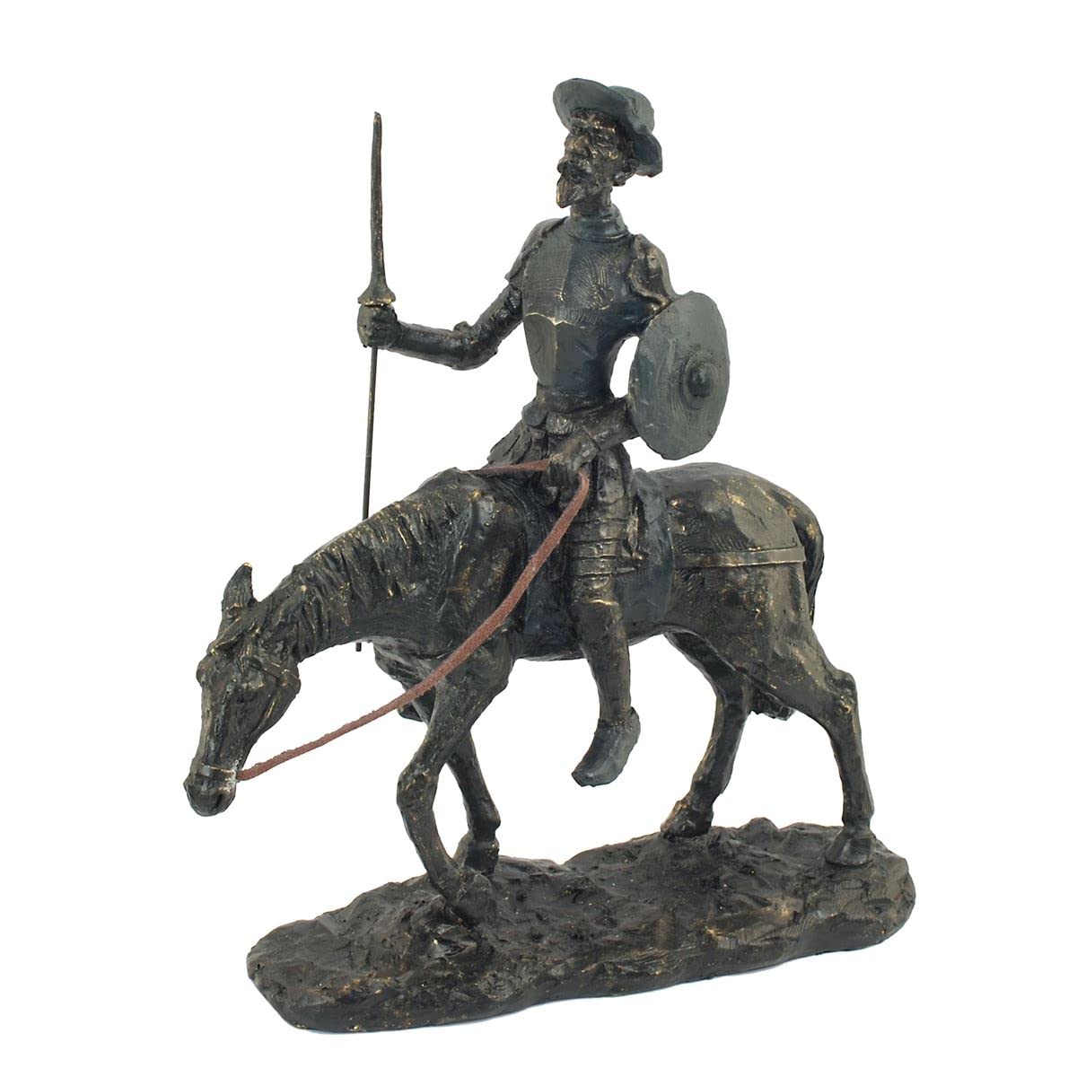BY SIGRIS Origen Home Decor Figura Don quijote Caballo Bronce | Figura de Sobremesa Negro - 30x26x8cm